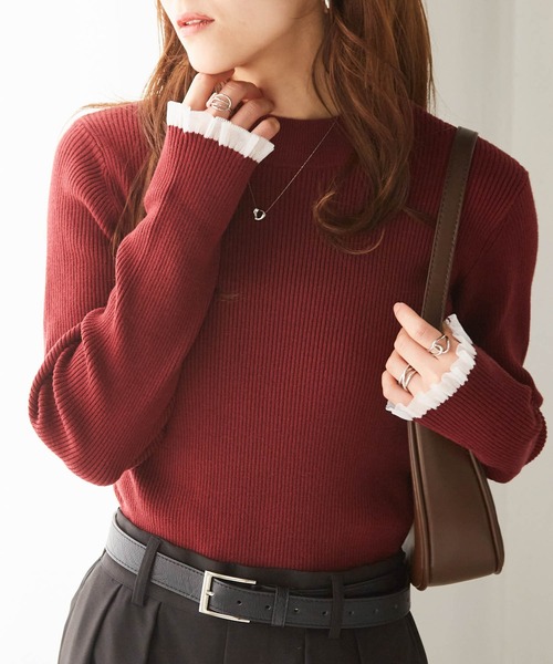 セール】［26SS新色追加］もちもちタッチ シアーフリルハイネック