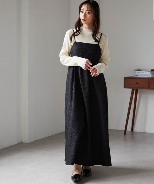 RANAN（ラナン）の「［26SS新色追加］もちもちタッチ　シアーフリルハイネックリブニット（ニット/セーター・レディース・アイボリー/ブラック/グレー/ボルドー/ネイビー/ピンク/ブルー・M/L/LL）」の20枚目の写真