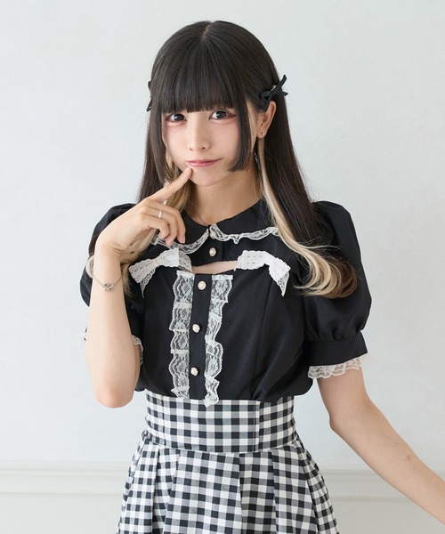 Pal elfy（パルエルフィー）の「胸開きレースリボンブラウス（シャツ