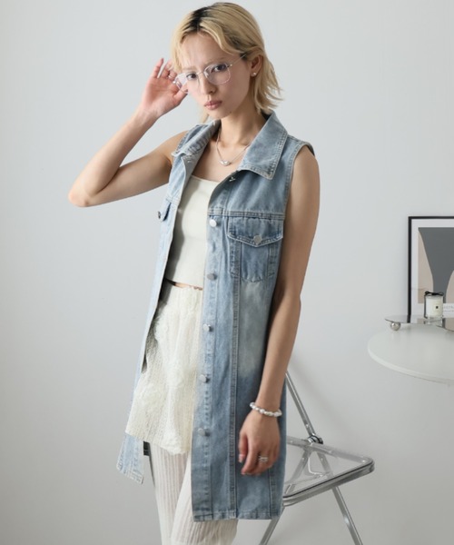 [美品]GUCCI デニム ノースリーブワンピース 美品]GUCCI デニム ノースリーブワンピース デニム ノースリーブ
