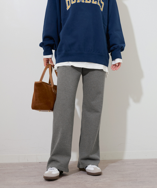 JOURNAL STANDARD relume（ジャーナルスタンダード　レリューム）の「フレアニットパンツ（その他パンツ・レディース・ブラック/チャコールグレー・FREE）」の4枚目の写真