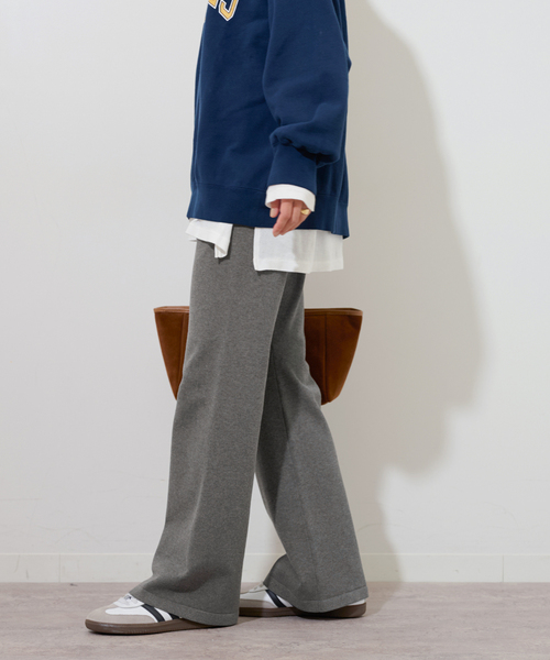 JOURNAL STANDARD relume（ジャーナルスタンダード　レリューム）の「フレアニットパンツ（その他パンツ・レディース・ブラック/チャコールグレー・FREE）」の6枚目の写真