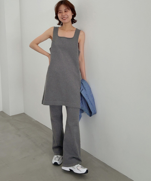 JOURNAL STANDARD relume（ジャーナルスタンダード　レリューム）の「フレアニットパンツ（その他パンツ・レディース・ブラック/チャコールグレー・FREE）」の8枚目の写真