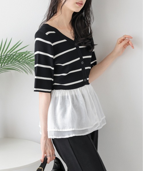 AMELY(エミリー)の「シアーフリルドッキングトップス(その他トップス・レディース・ホワイト/ブラック/ホワイト系その他/ブラック系その他・フリー)」の15枚目の写真