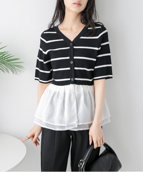 AMELY(エミリー)の「シアーフリルドッキングトップス(その他トップス・レディース・ホワイト/ブラック/ホワイト系その他/ブラック系その他・フリー)」の14枚目の写真