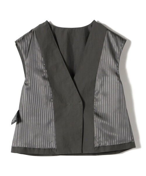 SHIPS(シップス)の「SHIPS Primary Navy Label:〈手洗い可能〉MANTECO ジレ(ベスト・レディース・ダークグレー/オフホワイト・ONE SIZE)」の5枚目の写真