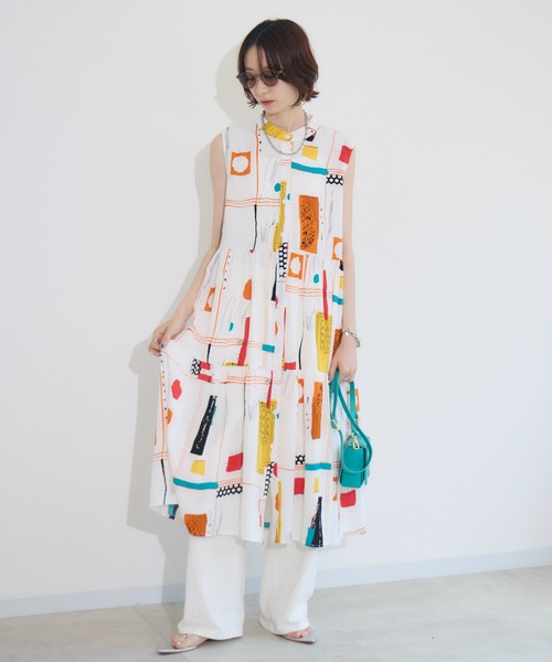 Paradise Picnic（パラダイスピクニック）の「総柄ティアード前開きワンピース（ワンピース・レディース・ホワイト/ブラック・FREE）」の12枚目の写真