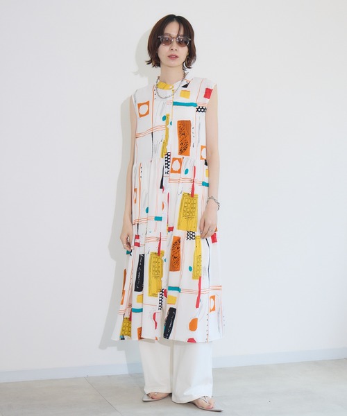 Paradise Picnic（パラダイスピクニック）の「総柄ティアード前開きワンピース（ワンピース・レディース・ホワイト/ブラック・FREE）」の16枚目の写真