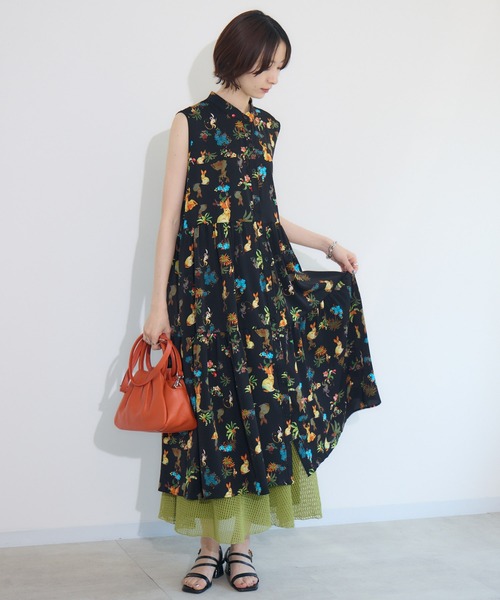 Paradise Picnic（パラダイスピクニック）の「総柄ティアード前開きワンピース（ワンピース・レディース・ホワイト/ブラック・FREE）」の3枚目の写真