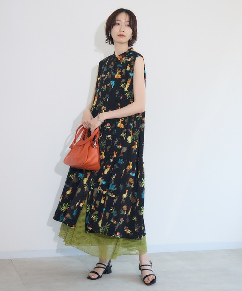 Paradise Picnic（パラダイスピクニック）の「総柄ティアード前開きワンピース（ワンピース・レディース・ホワイト/ブラック・FREE）」の4枚目の写真