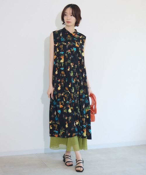 Paradise Picnic（パラダイスピクニック）の「総柄ティアード前開きワンピース（ワンピース・レディース・ホワイト/ブラック・FREE）」の5枚目の写真