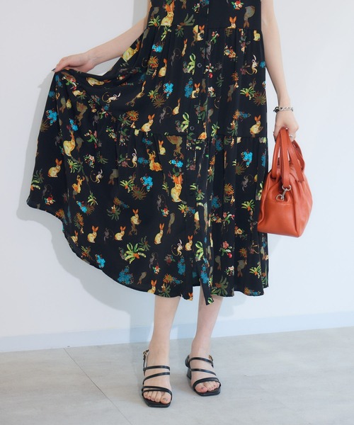 Paradise Picnic（パラダイスピクニック）の「総柄ティアード前開きワンピース（ワンピース・レディース・ホワイト/ブラック・FREE）」の11枚目の写真