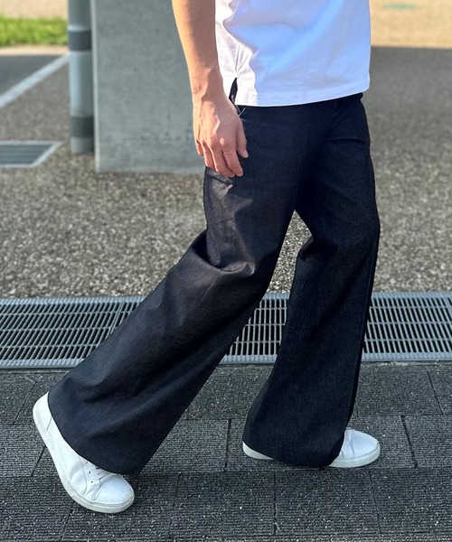 センタープレスフレアデニムパンツ