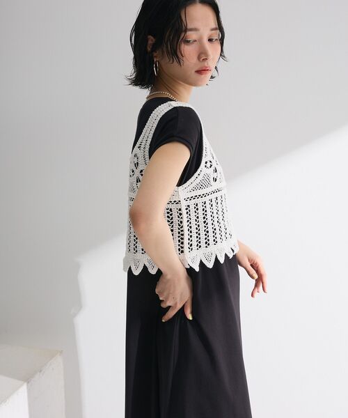 Green Parks(グリーンパークス)の「SET2点クロシェベスト+ワンピース(ワンピース・レディース・グレー/ブラック/オレンジ・FREE)」の11枚目の写真