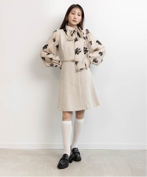 RANDA（ランダ）の「バリエオーガンジーリボンブラウス（シャツ/ブラウス・レディース・ホワイト/ピンク/ブラック・FREE）」の7枚目の写真