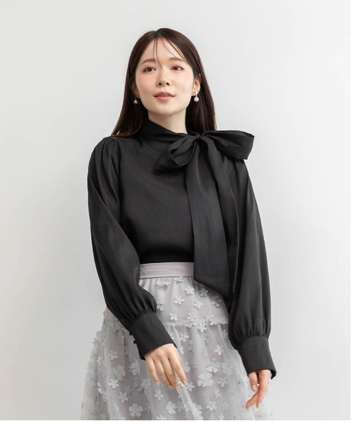 RANDA（ランダ）の「バリエオーガンジーリボンブラウス（シャツ/ブラウス・レディース・ホワイト/ピンク/ブラック・FREE）」の8枚目の写真