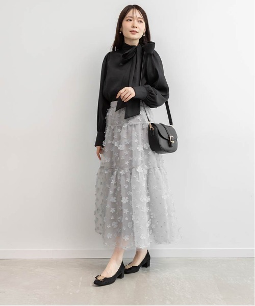 RANDA（ランダ）の「バリエオーガンジーリボンブラウス（シャツ/ブラウス・レディース・ホワイト/ピンク/ブラック・FREE）」の9枚目の写真