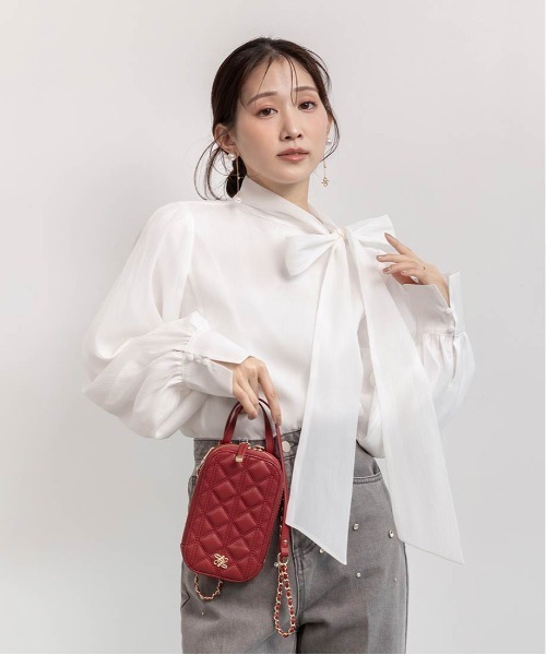 RANDA（ランダ）の「バリエオーガンジーリボンブラウス（シャツ/ブラウス・レディース・ホワイト/ピンク/ブラック・FREE）」の12枚目の写真