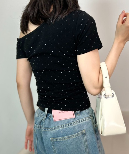 mebole(メボレ)の「Dot Ribbon One-Shoulder Top(Tシャツ/カットソー・レディース・グレー/ブラック・FREE)」の18枚目の写真
