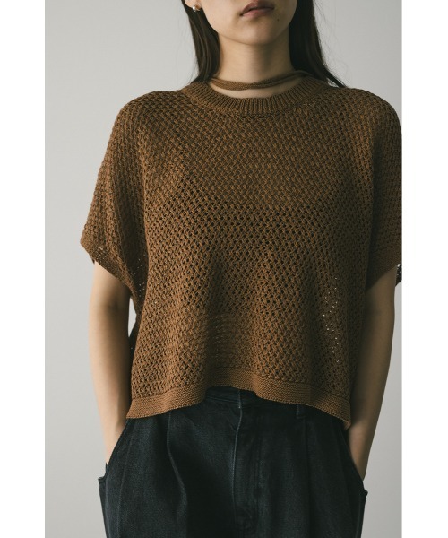 STYLEMIXER（スタイルミキサー）の「ルーズクロシェニットトップ（ニット/セーター・レディース・アイボリー/グリーン/ブラック/キャメル・FREE）」の4枚目の写真