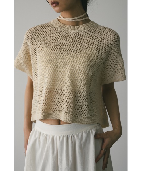 STYLEMIXER（スタイルミキサー）の「ルーズクロシェニットトップ（ニット/セーター・レディース・アイボリー/グリーン/ブラック/キャメル・FREE）」の2枚目の写真