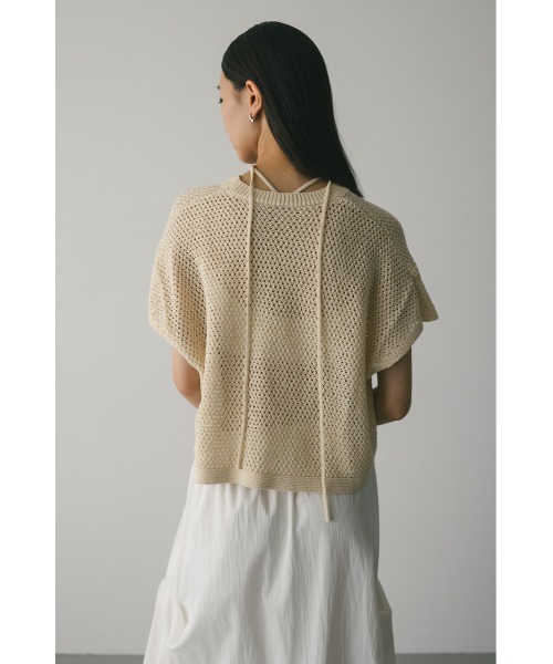 STYLEMIXER（スタイルミキサー）の「ルーズクロシェニットトップ（ニット/セーター・レディース・アイボリー/グリーン/ブラック/キャメル・FREE）」の6枚目の写真