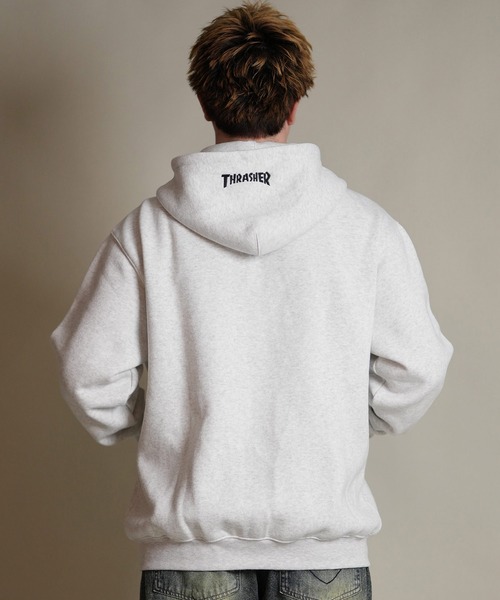 THRASHER（スラッシャー）の「THRASHER/スラッシャー ジップアップ パーカー スウェット フーディー ロゴ ワンポイント 裏起毛 254TH1PK065（パーカー・メンズ・ホワイト/ベージュ/ブラック・M/L/XL）」の5枚目の写真
