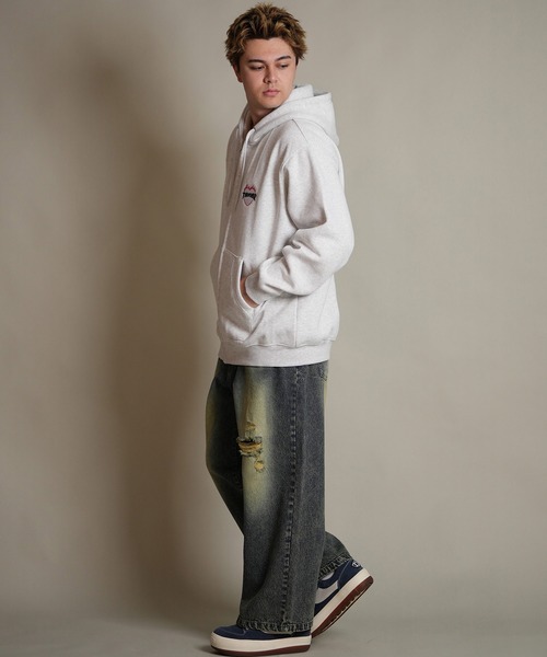 THRASHER（スラッシャー）の「THRASHER/スラッシャー ジップアップ パーカー スウェット フーディー ロゴ ワンポイント 裏起毛 254TH1PK065（パーカー・メンズ・ホワイト/ベージュ/ブラック・M/L/XL）」の7枚目の写真