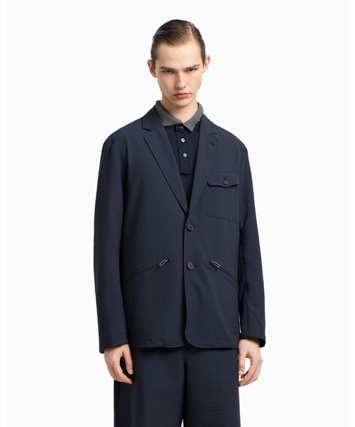 EMPORIO ARMANI(エンポリオアルマーニ)の「【エンポリオ アルマーニ】シングルブレストジャケット ナイロン シアサッカー(テーラードジャケット・メンズ・ネイビー・46/48/50/52/54)」の3枚目の写真