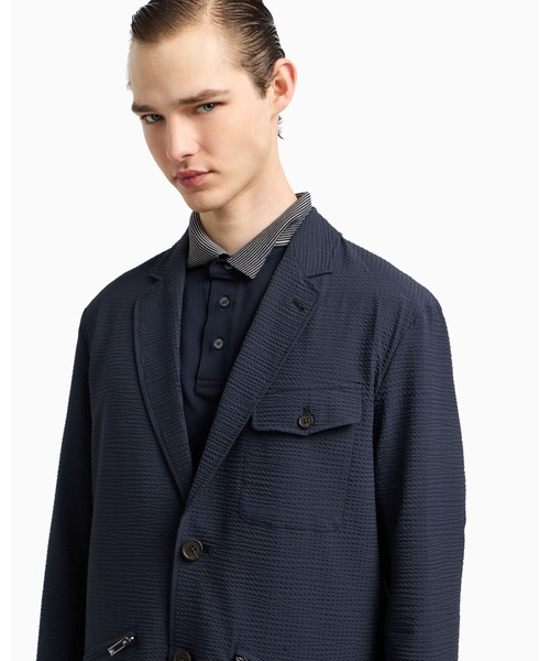 EMPORIO ARMANI(エンポリオアルマーニ)の「【エンポリオ アルマーニ】シングルブレストジャケット ナイロン シアサッカー(テーラードジャケット・メンズ・ネイビー・46/48/50/52/54)」の6枚目の写真