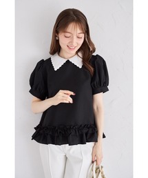 【ZOZO限定】襟付きパフスリーブフリルヘムブラウス