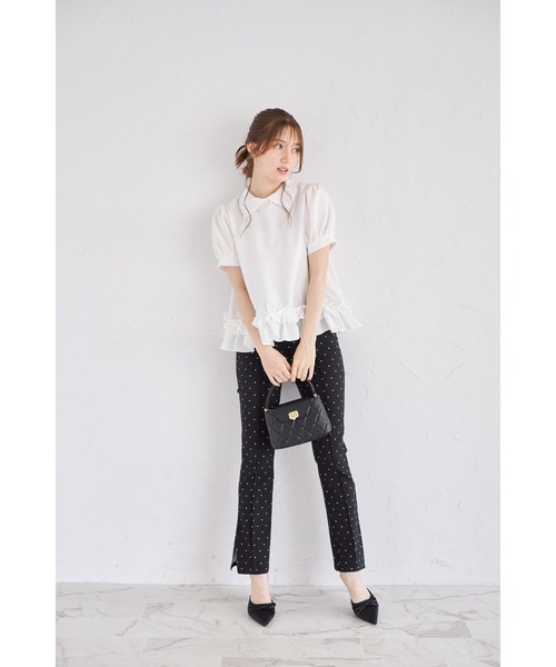 tocco closet(トッコ クローゼット)の「【ZOZO限定】襟付きパフスリーブフリルヘムブラウス(シャツ/ブラウス・レディース・オフホワイト/ブラック・M)」の11枚目の写真