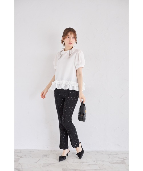 tocco closet(トッコ クローゼット)の「【ZOZO限定】襟付きパフスリーブフリルヘムブラウス(シャツ/ブラウス・レディース・オフホワイト/ブラック・M)」の7枚目の写真