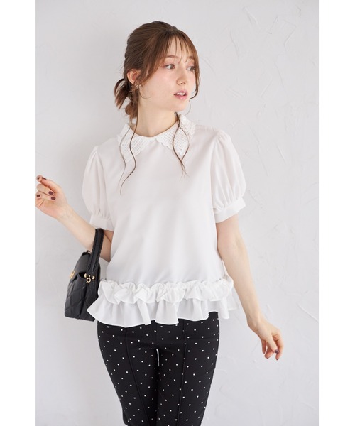 tocco closet(トッコ クローゼット)の「【ZOZO限定】襟付きパフスリーブフリルヘムブラウス(シャツ/ブラウス・レディース・オフホワイト/ブラック・M)」の15枚目の写真