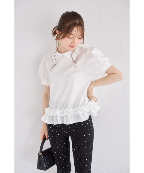 tocco closet(トッコ クローゼット)の「【ZOZO限定】襟付きパフスリーブフリルヘムブラウス(シャツ/ブラウス・レディース・オフホワイト/ブラック・M)」の21枚目の写真