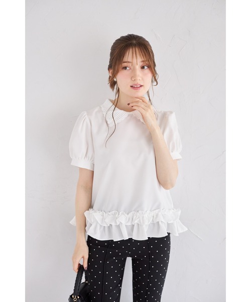 tocco closet(トッコ クローゼット)の「【ZOZO限定】襟付きパフスリーブフリルヘムブラウス(シャツ/ブラウス・レディース・オフホワイト/ブラック・M)」の18枚目の写真