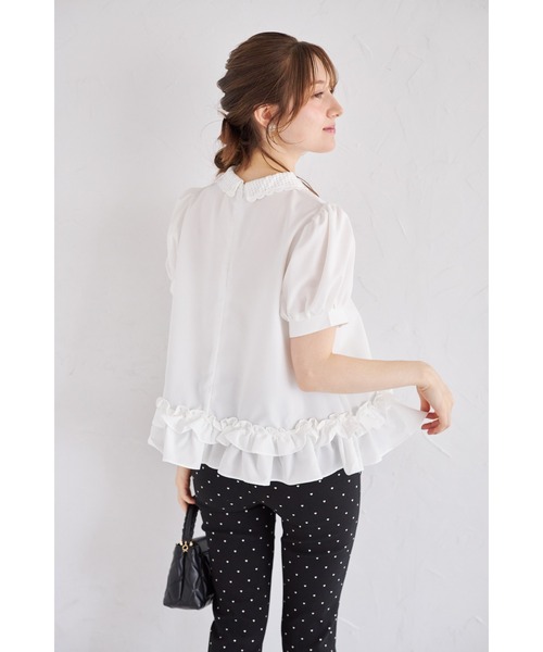tocco closet(トッコ クローゼット)の「【ZOZO限定】襟付きパフスリーブフリルヘムブラウス(シャツ/ブラウス・レディース・オフホワイト/ブラック・M)」の10枚目の写真