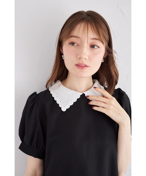 tocco closet(トッコ クローゼット)の「【ZOZO限定】襟付きパフスリーブフリルヘムブラウス(シャツ/ブラウス・レディース・オフホワイト/ブラック・M)」の9枚目の写真