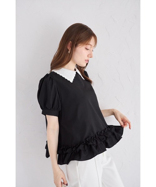 tocco closet(トッコ クローゼット)の「【ZOZO限定】襟付きパフスリーブフリルヘムブラウス(シャツ/ブラウス・レディース・オフホワイト/ブラック・M)」の17枚目の写真