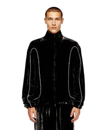 DIESEL Dロゴ　モヘアジップアップ ブルゾン M SFPERU Zip-up hoodie with cut-out Oval D logo｜ブラック