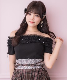 GOLDS♡ キラキラビジュー♡ハートバックル付き肩出しオフショルダートップス 即納】キラキラ オールオーバー ショルダーバッグ シルバー