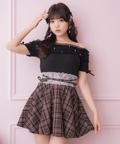 ROJITA（ロジータ）の「チュールオフショルテレコリブトップス（Tシャツ/カットソー・レディース・ブラック/ホワイト・FREE）」の15枚目の写真