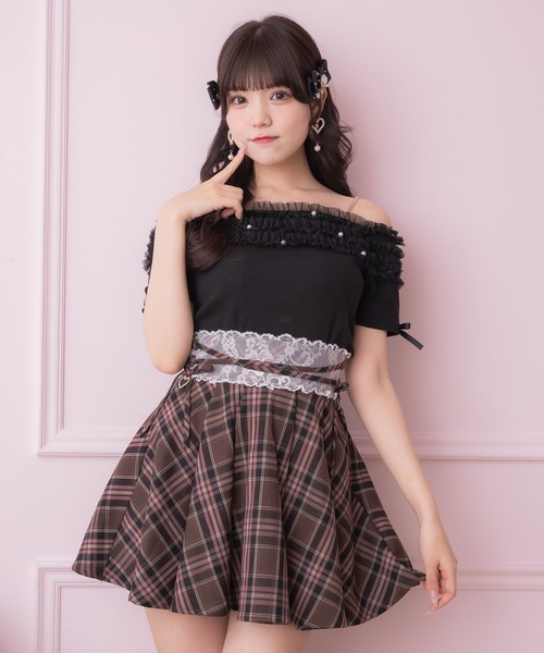 ROJITA（ロジータ）の「チュールオフショルテレコリブトップス（Tシャツ/カットソー・レディース・ブラック/ホワイト・FREE）」の16枚目の写真