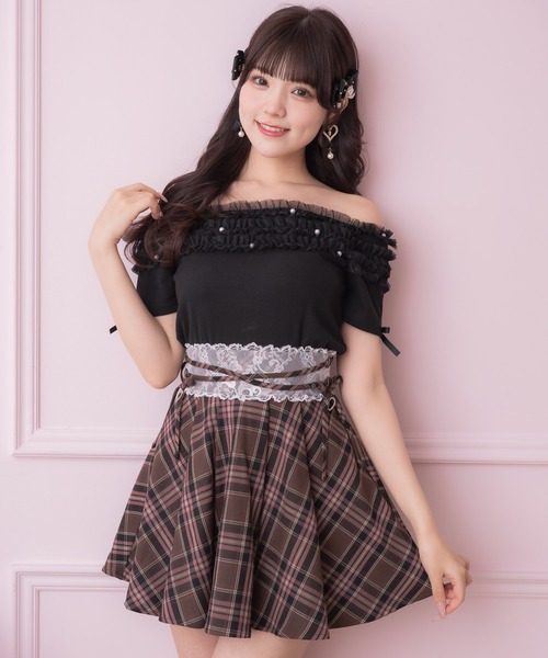 ROJITA（ロジータ）の「チュールオフショルテレコリブトップス（Tシャツ/カットソー・レディース・ブラック/ホワイト・FREE）」の17枚目の写真