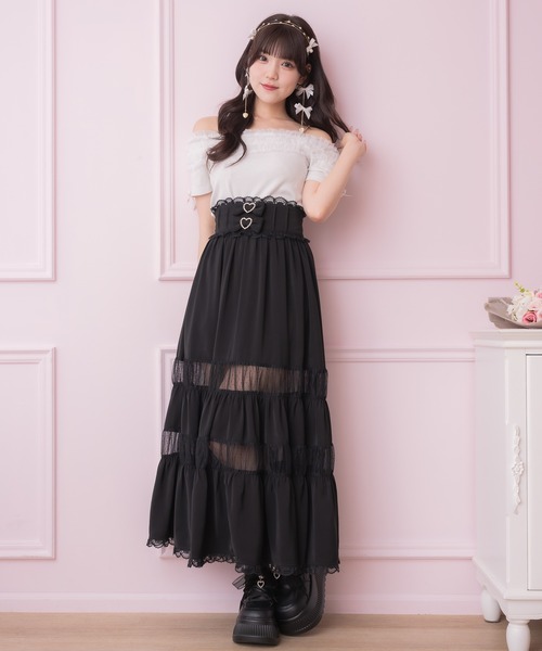 ROJITA（ロジータ）の「チュールオフショルテレコリブトップス（Tシャツ/カットソー・レディース・ブラック/ホワイト・FREE）」の4枚目の写真