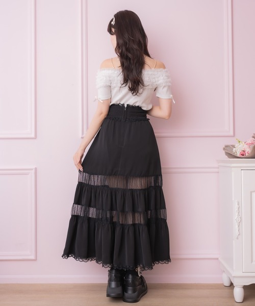 ROJITA（ロジータ）の「チュールオフショルテレコリブトップス（Tシャツ/カットソー・レディース・ブラック/ホワイト・FREE）」の7枚目の写真