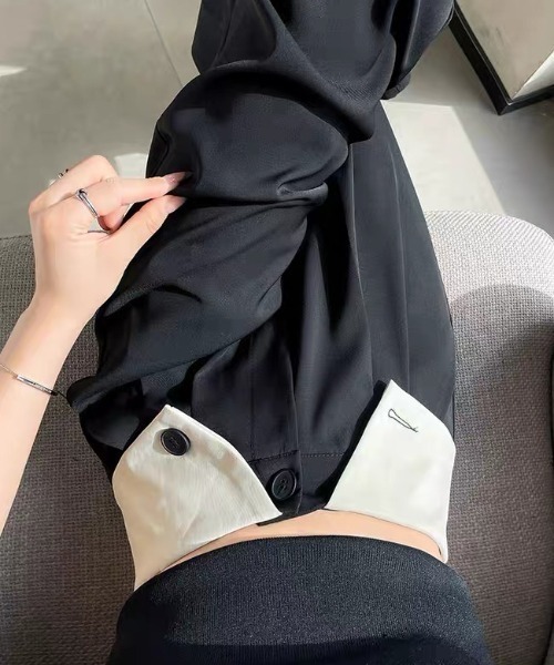 CELENA BEATS（セレナビーツ）の「※バイカラー ハイウエスト タックパンツ（スラックス・レディース・ブラック/グレー・M/S）」の16枚目の写真