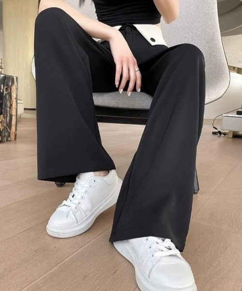 CELENA BEATS（セレナビーツ）の「※バイカラー ハイウエスト タックパンツ（スラックス・レディース・ブラック/グレー・M/S）」の19枚目の写真