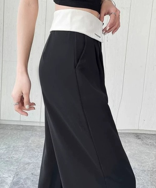 CELENA BEATS（セレナビーツ）の「※バイカラー ハイウエスト タックパンツ（スラックス・レディース・ブラック/グレー・M/S）」の20枚目の写真