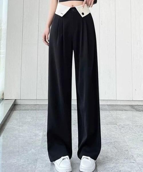 CELENA BEATS（セレナビーツ）の「※バイカラー ハイウエスト タックパンツ（スラックス・レディース・ブラック/グレー・M/S）」の11枚目の写真